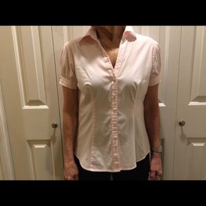 Light pink shirt sleeve button up blouse